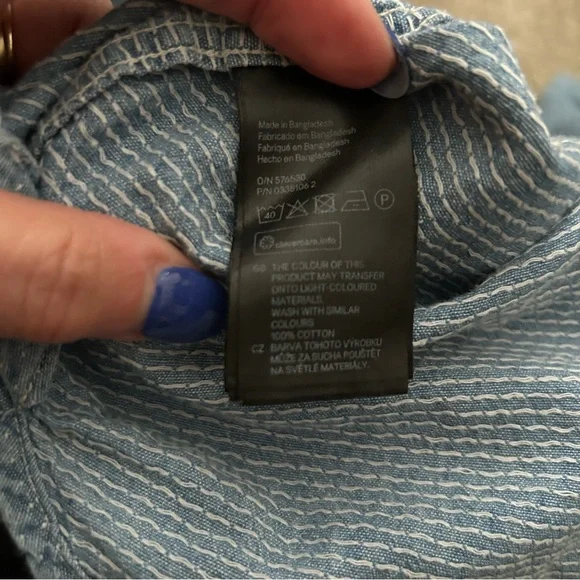 H&M Label of Graded Goods men’s patterned denim button front shirt M - Picture 8 of 8